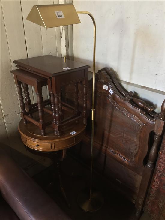 Pair Portuguese carved walnut single bed headboards , lamps, various furniture(-)